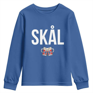 Skål Cheers in Norwegian Norway Youth Sweatshirt Funny Drinking Beer Norwegian Scandinavian TS14 Royal Blue Print Your Wear