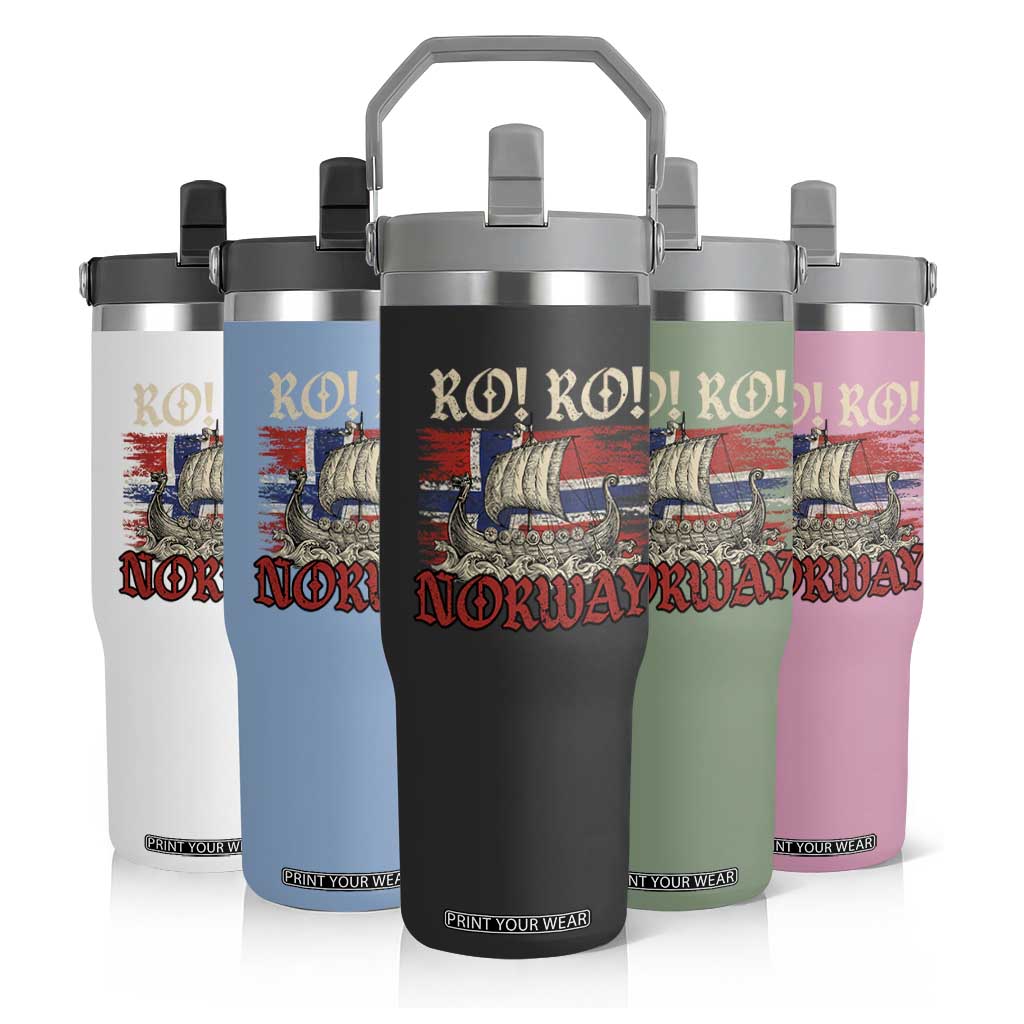 Ro Ro Norwegian Viking Ship Norway Flag Flip Straw Tumbler TS14 Print Your Wear