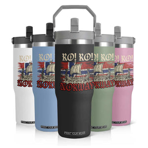 Ro Ro Norwegian Viking Ship Norway Flag Flip Straw Tumbler TS14 Print Your Wear