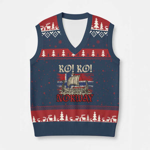 Ro Ro Norwegian Viking Ship Norway Flag V-Neck Knit Sweater Vest TS14 Navy Red Print Your Wear