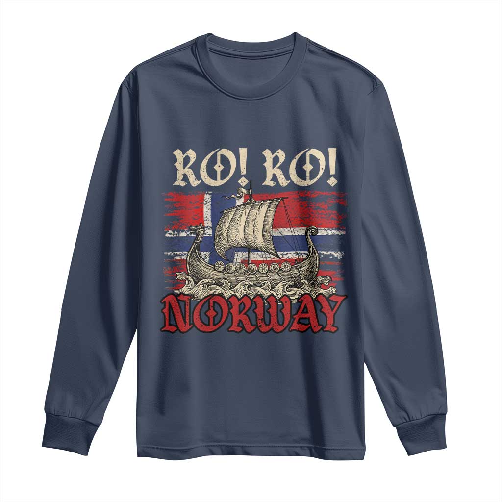 Ro Ro Norwegian Viking Ship Norway Flag Long Sleeve Shirt TS14 Navy Print Your Wear