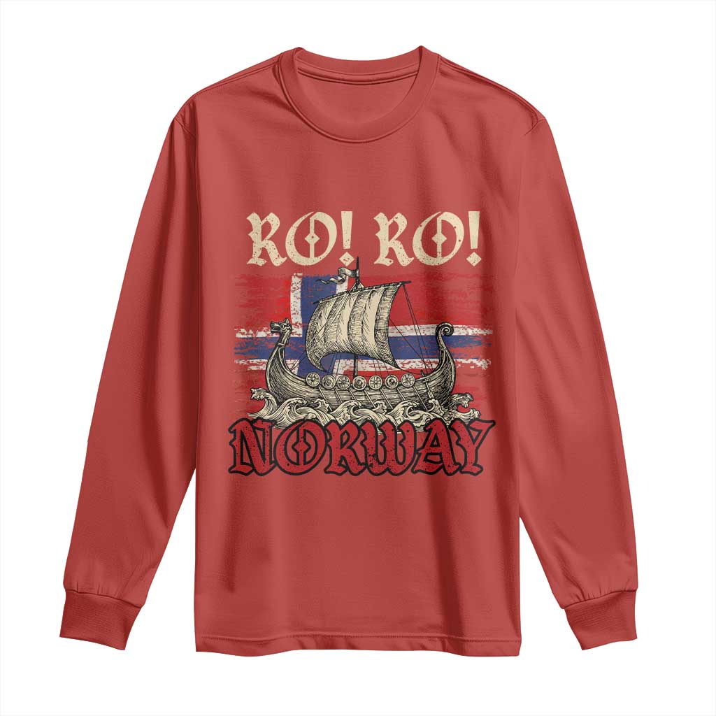 Ro Ro Norwegian Viking Ship Norway Flag Long Sleeve Shirt TS14 Red Print Your Wear