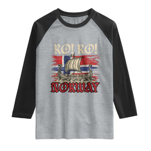 Ro Ro Norwegian Viking Ship Norway Flag Raglan Shirt TS14 Heather Gray Black Print Your Wear