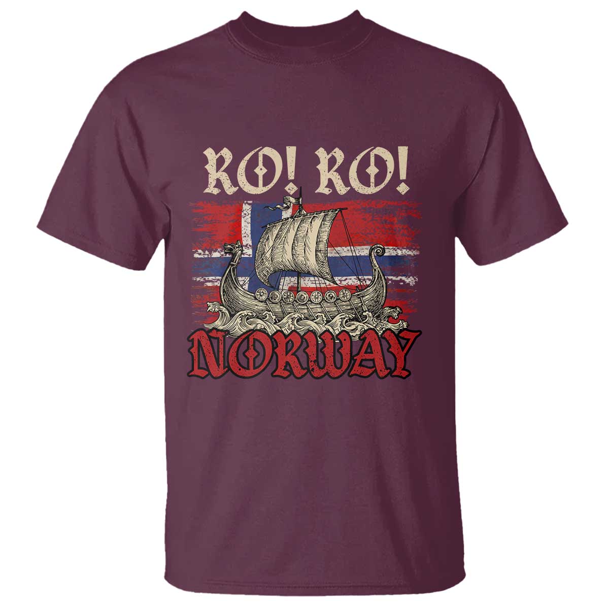 Ro Ro Norwegian Viking Ship Norway Flag T Shirt TS14 Maroon Print Your Wear
