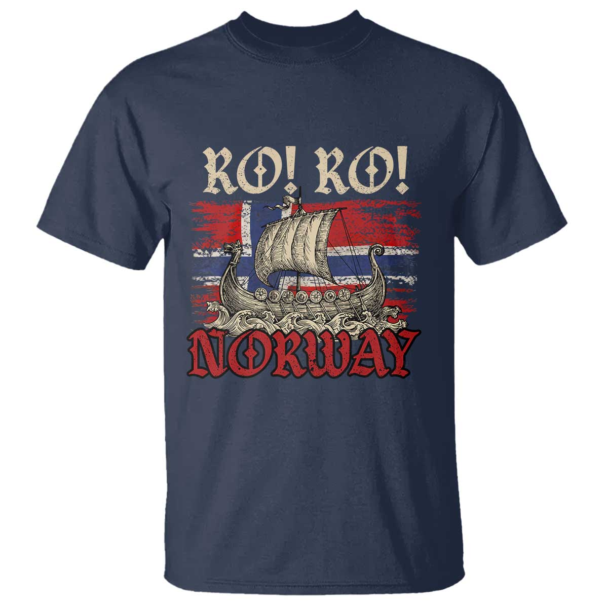 Ro Ro Norwegian Viking Ship Norway Flag T Shirt TS14 Navy Print Your Wear