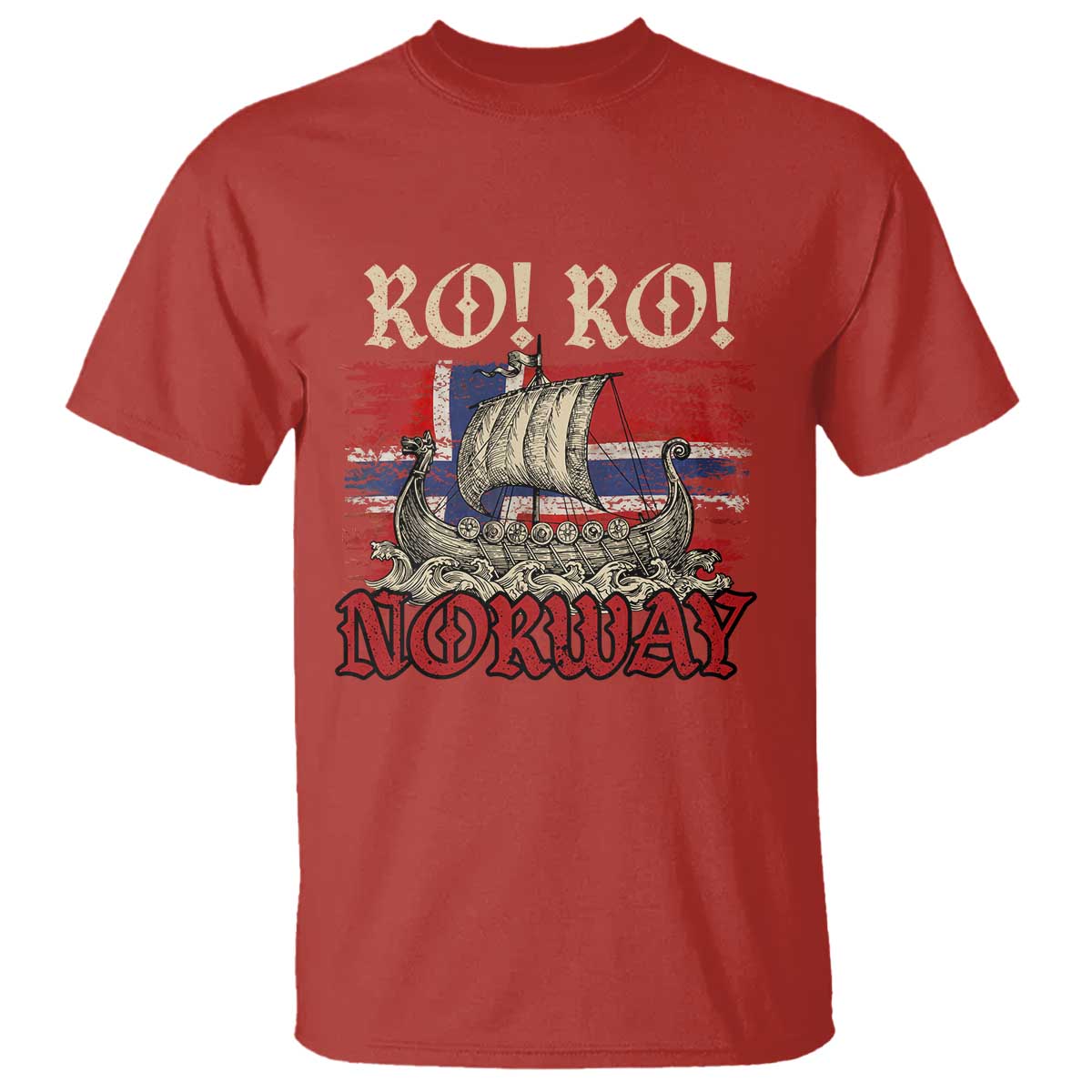 Ro Ro Norwegian Viking Ship Norway Flag T Shirt TS14 Red Print Your Wear