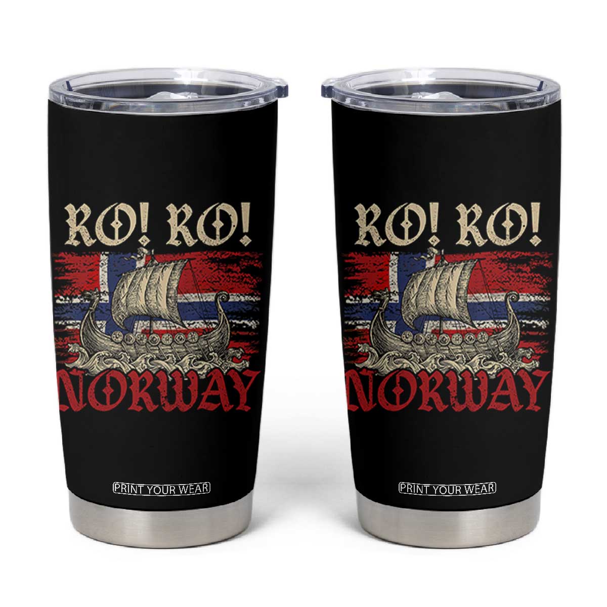 Ro Ro Norwegian Viking Ship Norway Flag Tumbler Cup TS14 Black Print Your Wear