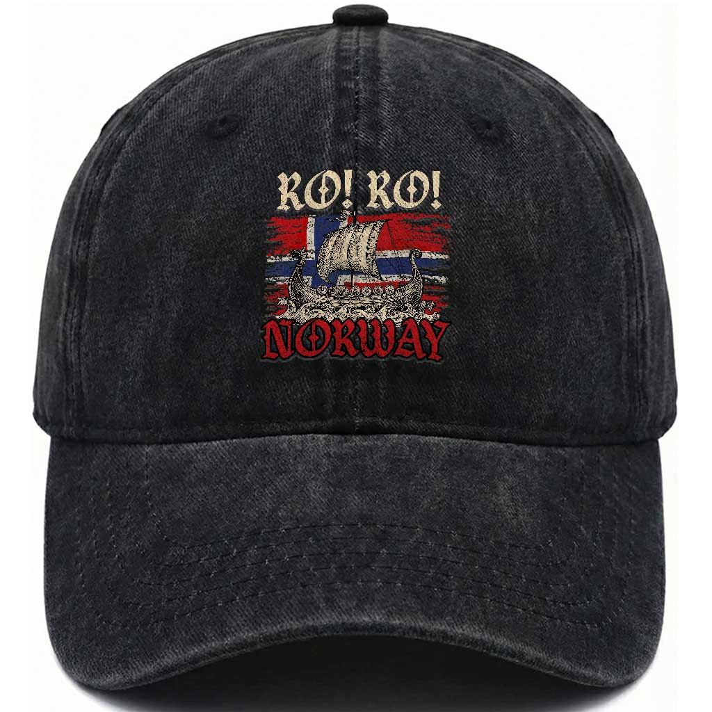 Ro Ro Norwegian Viking Ship Norway Flag Washed Cotton Baseball Cap TS14 Print Your Wear