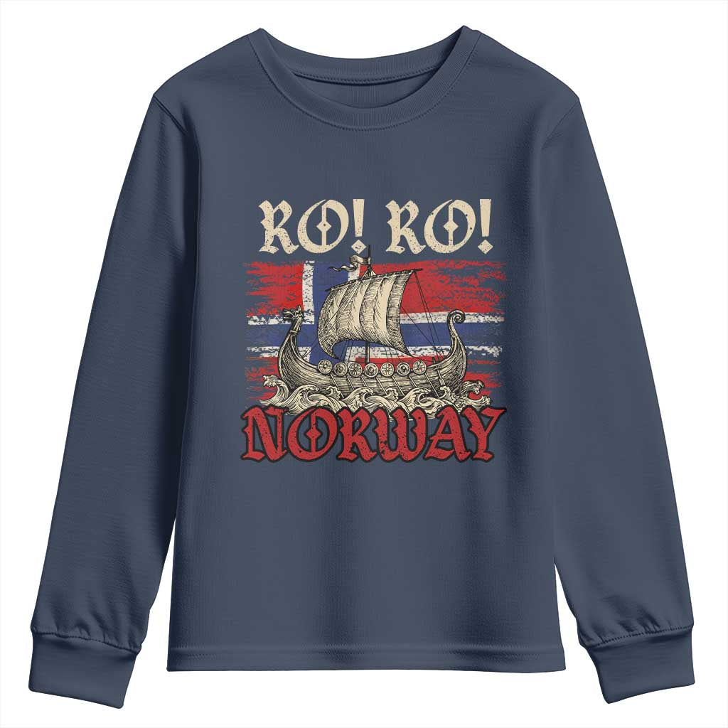 Ro Ro Norwegian Viking Ship Norway Flag Youth Sweatshirt TS14 Navy Print Your Wear