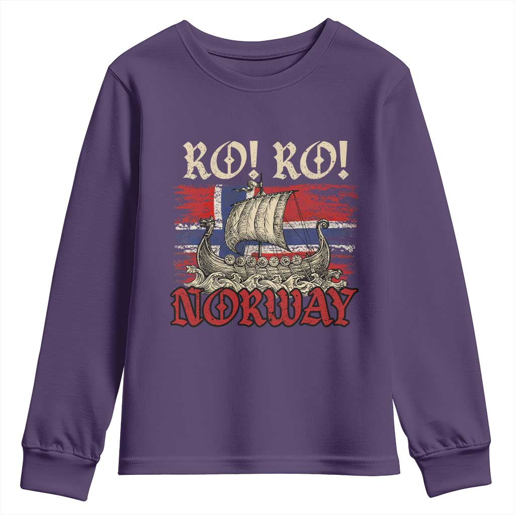 Ro Ro Norwegian Viking Ship Norway Flag Youth Sweatshirt TS14 Purple Print Your Wear