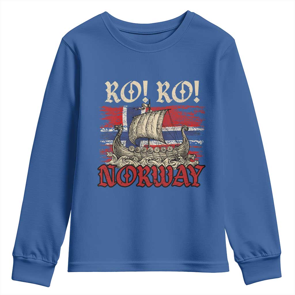 Ro Ro Norwegian Viking Ship Norway Flag Youth Sweatshirt TS14 Royal Blue Print Your Wear