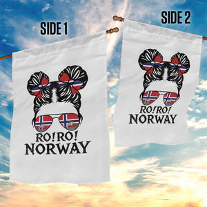 Ro Ro Norwegian Viking Ship Garden Flag Norway Flag Messy Bun Girl TS14 Print Your Wear