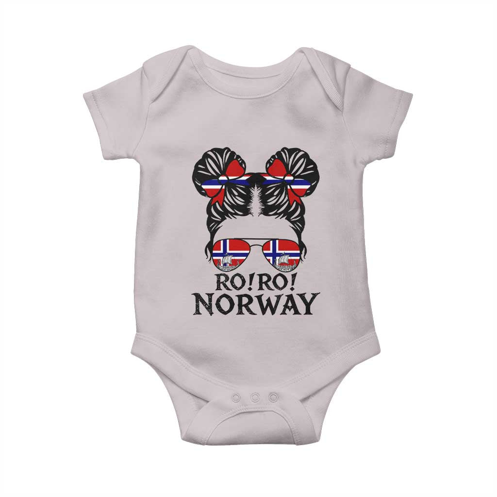 Ro Ro Norwegian Viking Ship Baby Onesie Norway Flag Messy Bun Girl TS14 Ice Gray Print Your Wear