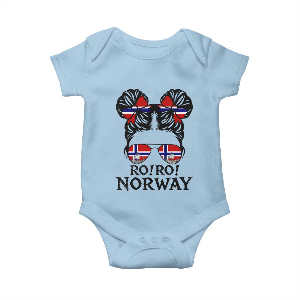 Ro Ro Norwegian Viking Ship Baby Onesie Norway Flag Messy Bun Girl TS14 Light Blue Print Your Wear