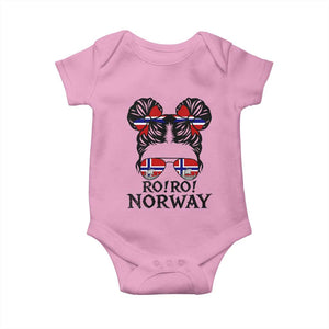 Ro Ro Norwegian Viking Ship Baby Onesie Norway Flag Messy Bun Girl TS14 Light Pink Print Your Wear