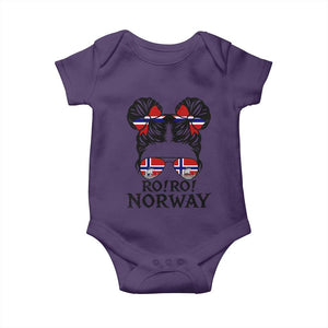 Ro Ro Norwegian Viking Ship Baby Onesie Norway Flag Messy Bun Girl TS14 Purple Print Your Wear