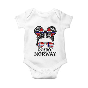 Ro Ro Norwegian Viking Ship Baby Onesie Norway Flag Messy Bun Girl TS14 White Print Your Wear