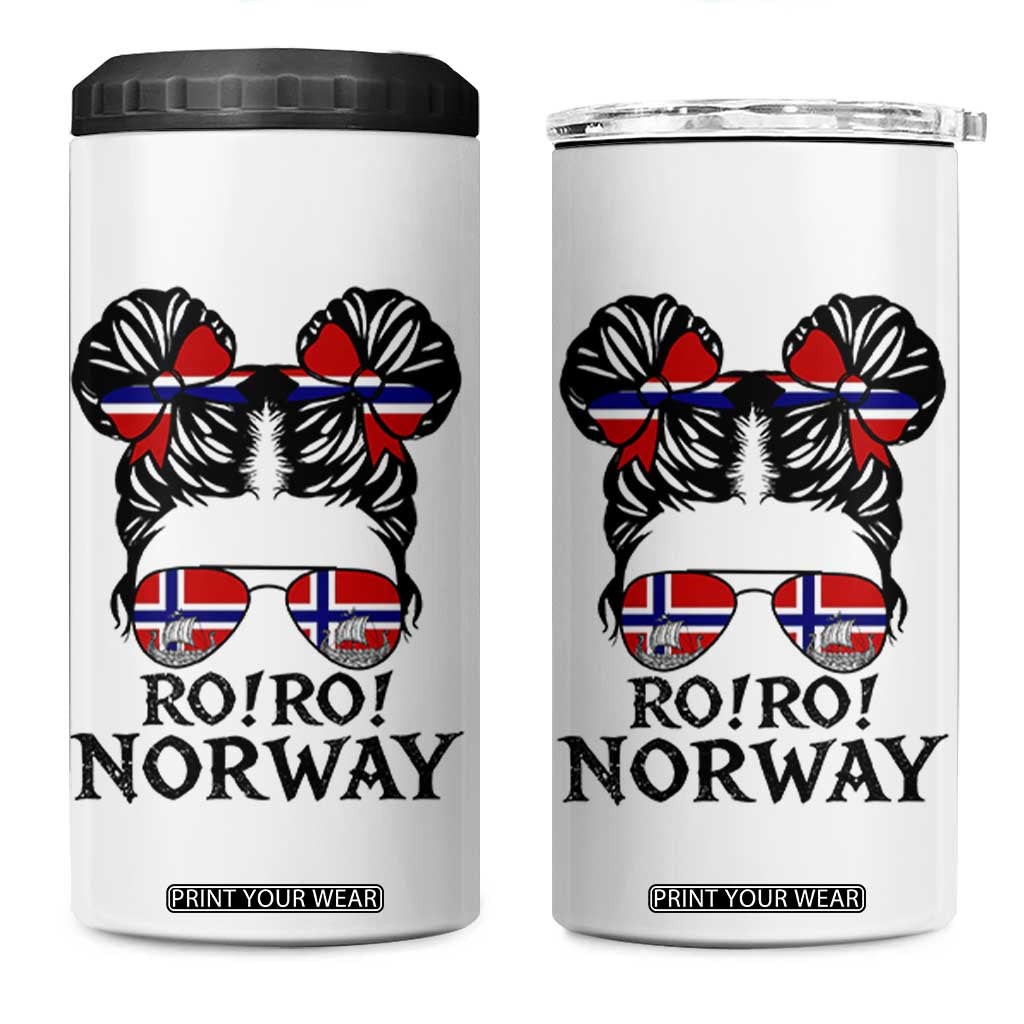 Ro Ro Norwegian Viking Ship 4 in 1 Can Cooler Tumbler Norway Flag Messy Bun Girl TS14 One Size: 16 oz White Print Your Wear