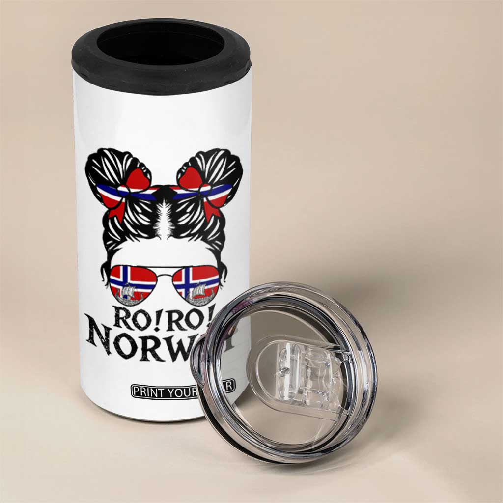 Ro Ro Norwegian Viking Ship 4 in 1 Can Cooler Tumbler Norway Flag Messy Bun Girl TS14 Print Your Wear