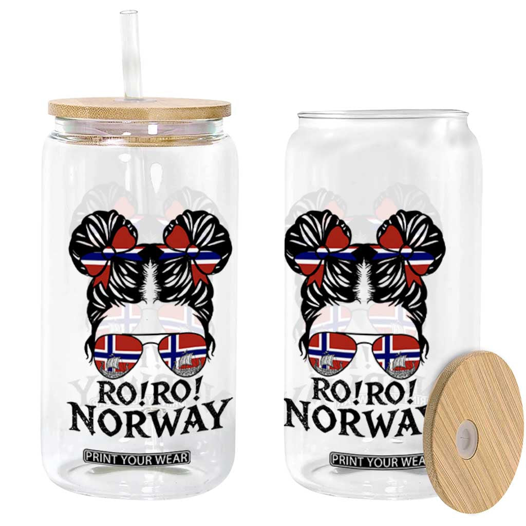 Ro Ro Norwegian Viking Ship Glass Can Norway Flag Messy Bun Girl TS14 Print Your Wear