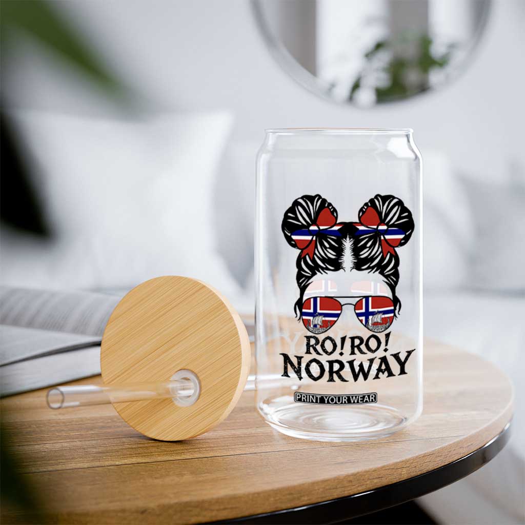 Ro Ro Norwegian Viking Ship Glass Can Norway Flag Messy Bun Girl TS14 Print Your Wear