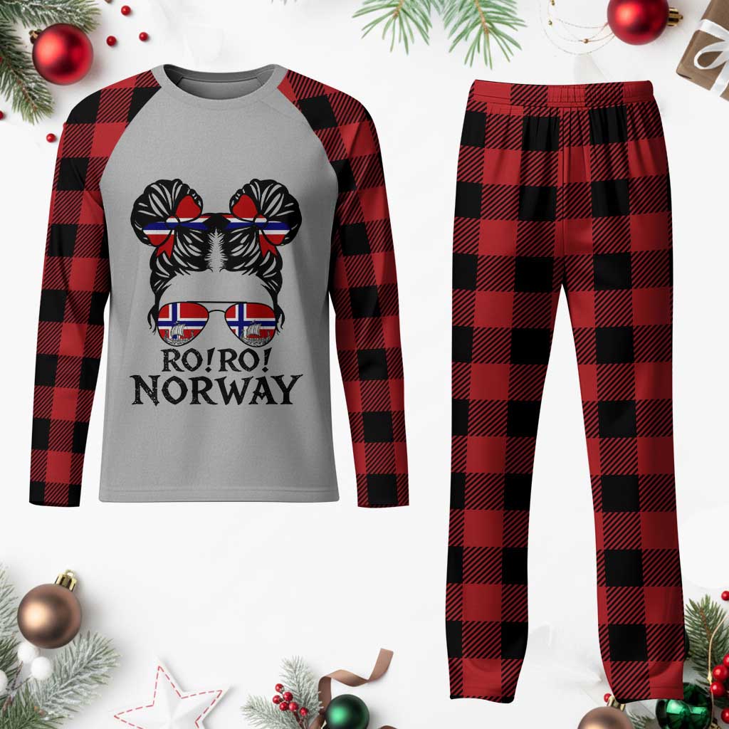 Ro Ro Norwegian Viking Ship Plaid Pajama Set Norway Flag Messy Bun Girl TS14 Buffalo Plaid Print Your Wear