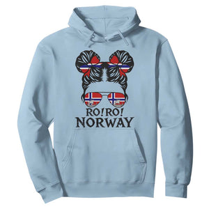 Ro Ro Norwegian Viking Ship Hoodie Norway Flag Messy Bun Girl TS14 Light Blue Print Your Wear