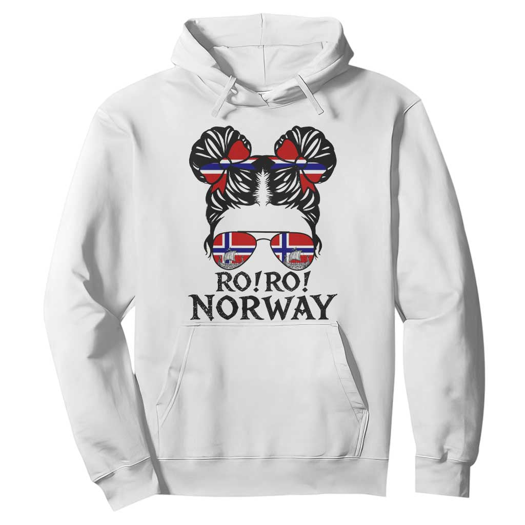 Ro Ro Norwegian Viking Ship Hoodie Norway Flag Messy Bun Girl TS14 White Print Your Wear