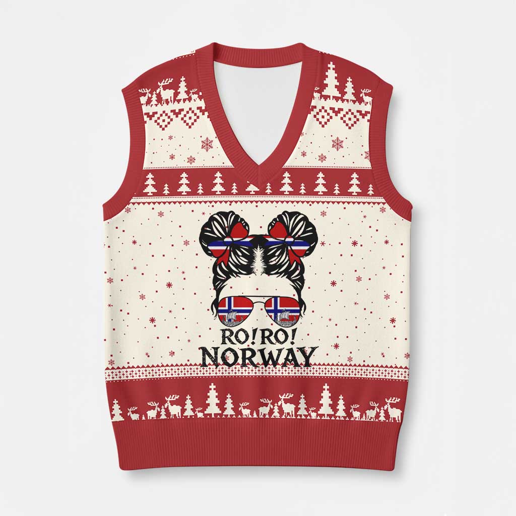 Ro Ro Norwegian Viking Ship V-Neck Knit Sweater Vest Norway Flag Messy Bun Girl TS14 Beige Red Print Your Wear