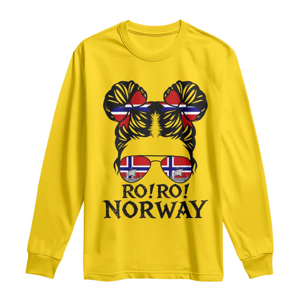 Ro Ro Norwegian Viking Ship Long Sleeve Shirt Norway Flag Messy Bun Girl TS14 Daisy Print Your Wear