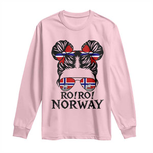 Ro Ro Norwegian Viking Ship Long Sleeve Shirt Norway Flag Messy Bun Girl TS14 Light Pink Print Your Wear