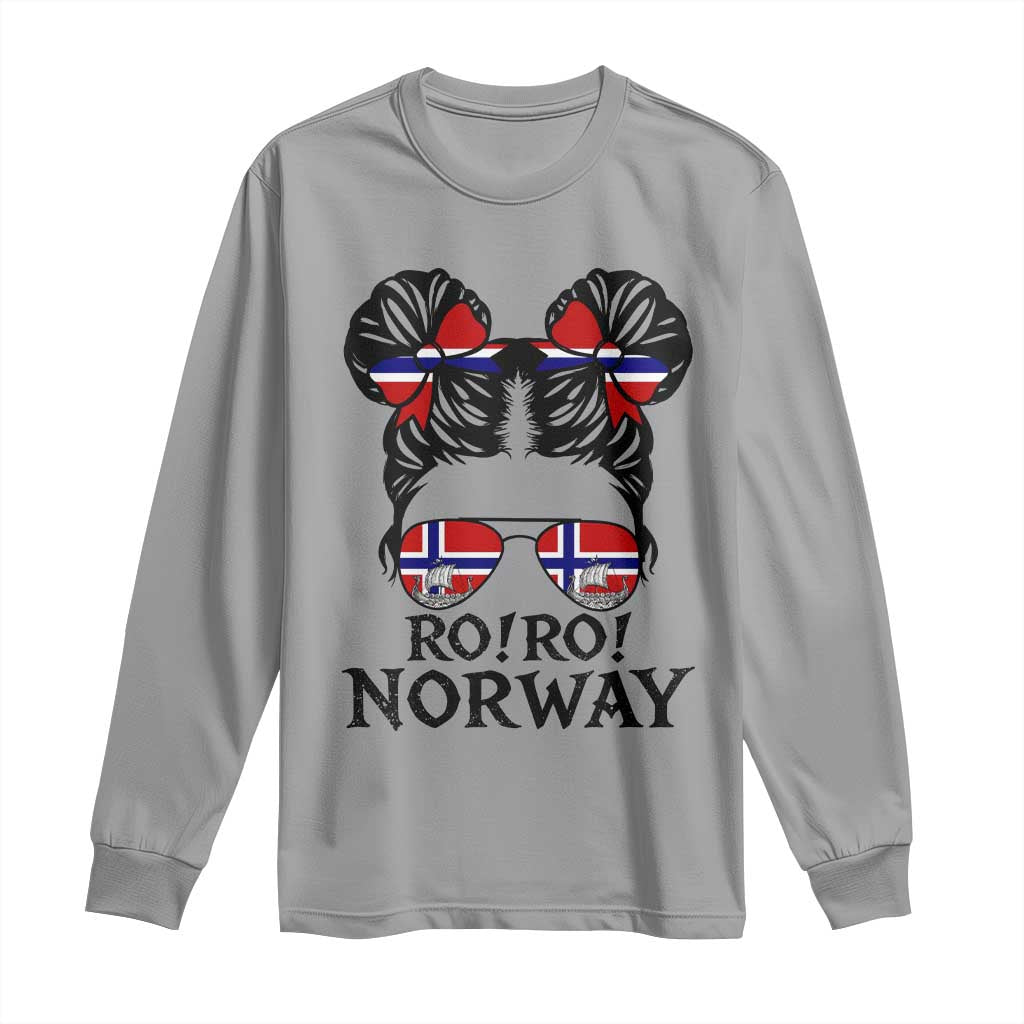 Ro Ro Norwegian Viking Ship Long Sleeve Shirt Norway Flag Messy Bun Girl TS14 Sport Gray Print Your Wear