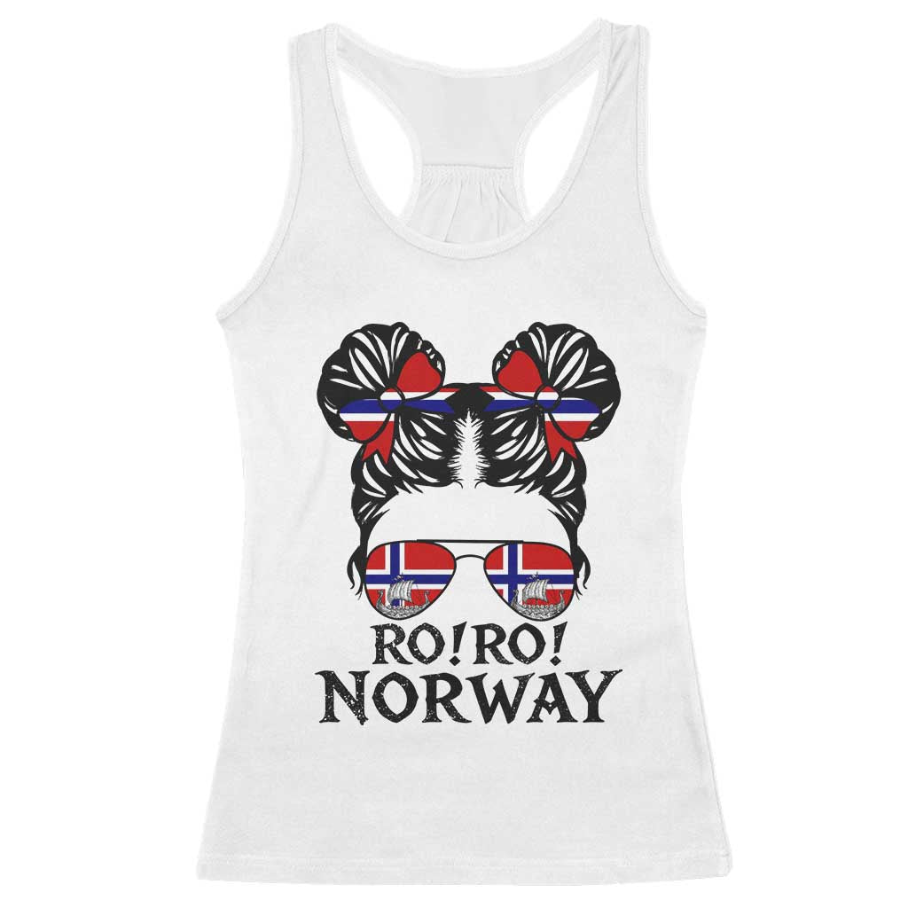 Ro Ro Norwegian Viking Ship Racerback Tank Top Norway Flag Messy Bun Girl TS14 White Print Your Wear