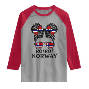 Ro Ro Norwegian Viking Ship Raglan Shirt Norway Flag Messy Bun Girl TS14 Sport Gray Red Print Your Wear