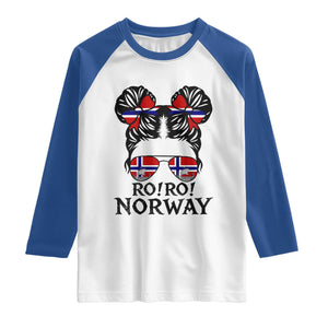 Ro Ro Norwegian Viking Ship Raglan Shirt Norway Flag Messy Bun Girl TS14 White Royal Print Your Wear