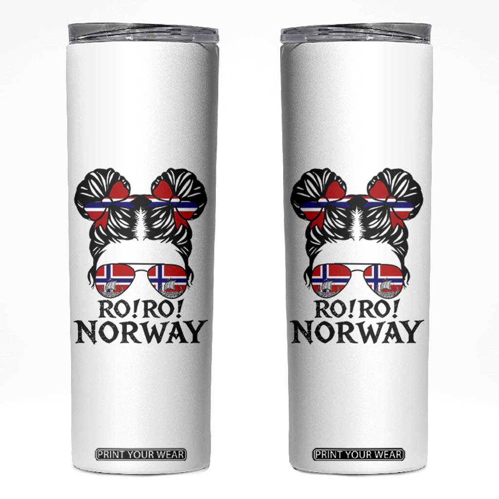 Ro Ro Norwegian Viking Ship Skinny Tumbler Norway Flag Messy Bun Girl TS14 White Print Your Wear