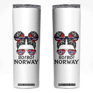 Ro Ro Norwegian Viking Ship Skinny Tumbler Norway Flag Messy Bun Girl TS14 White Print Your Wear
