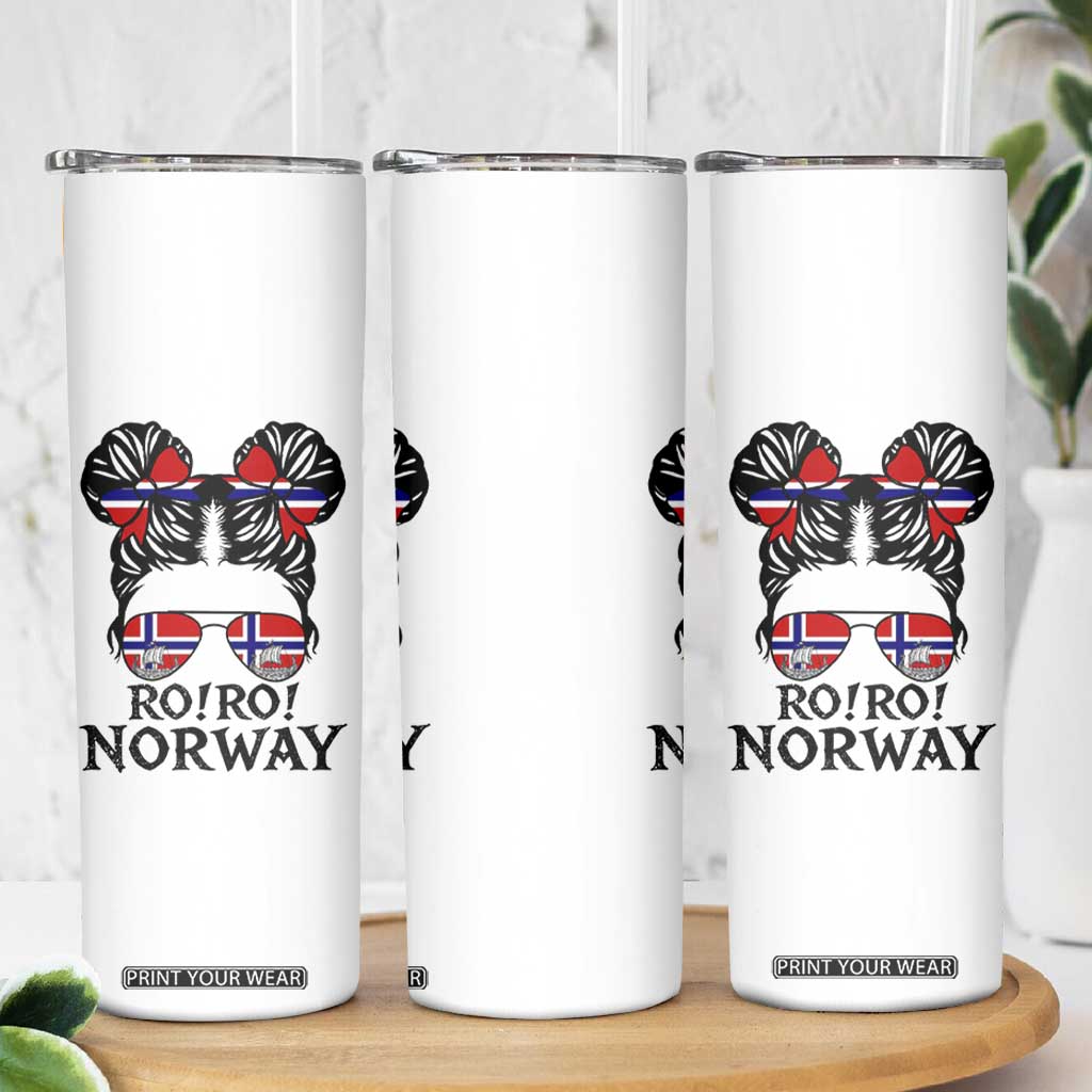 Ro Ro Norwegian Viking Ship Skinny Tumbler Norway Flag Messy Bun Girl TS14 Print Your Wear