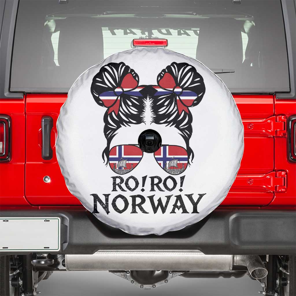 Ro Ro Norwegian Viking Ship Spare Tire Cover Norway Flag Messy Bun Girl TS14 White Print Your Wear