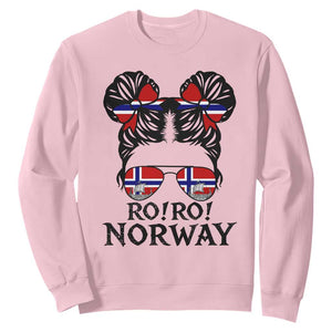 Ro Ro Norwegian Viking Ship Sweatshirt Norway Flag Messy Bun Girl TS14 Light Pink Print Your Wear