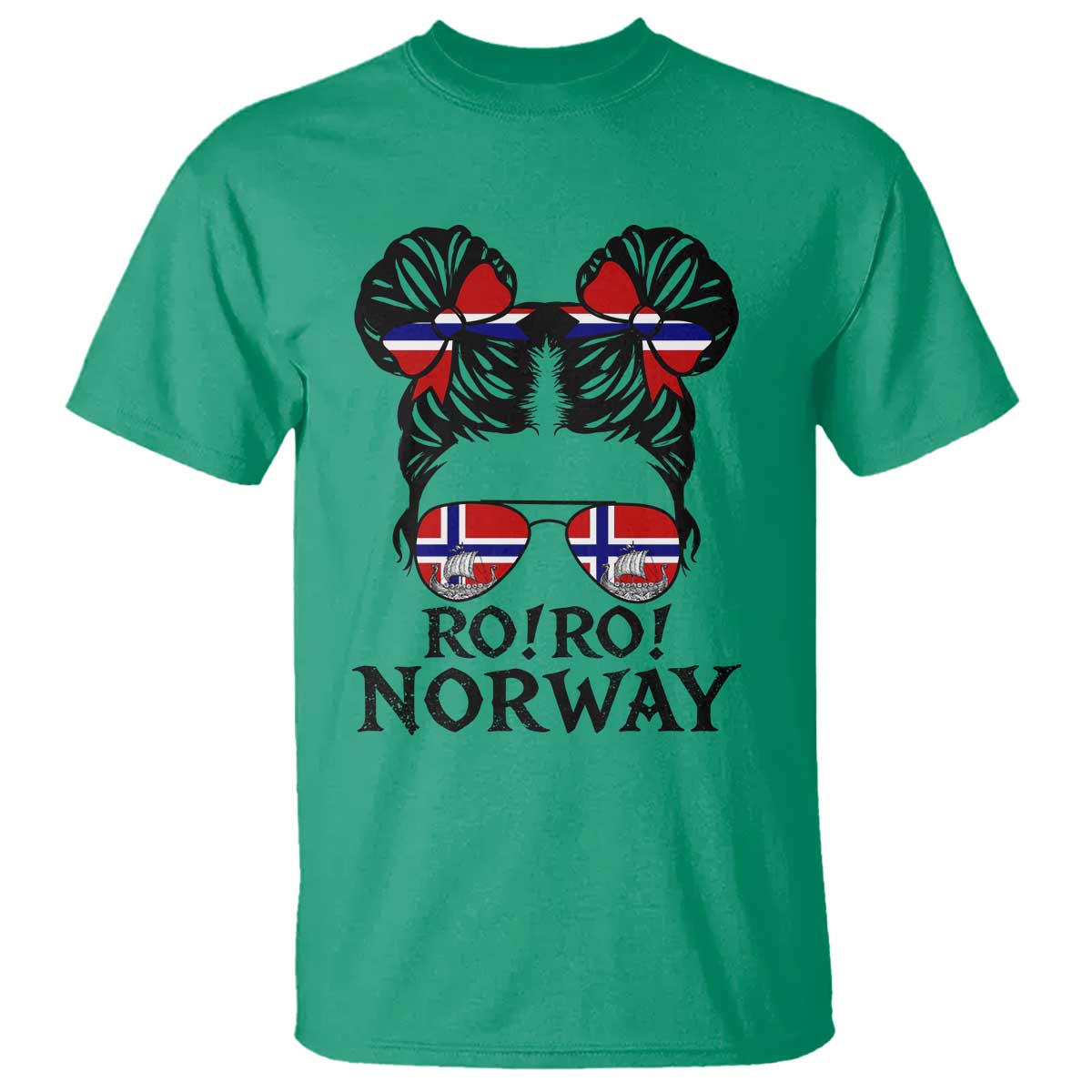 Ro Ro Norwegian Viking Ship T Shirt Norway Flag Messy Bun Girl TS14 Irish Green Print Your Wear