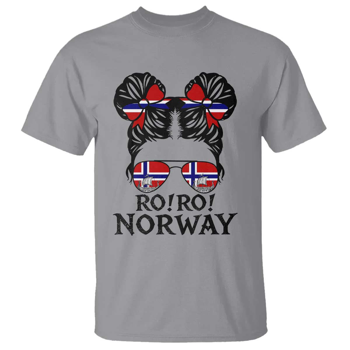 Ro Ro Norwegian Viking Ship T Shirt Norway Flag Messy Bun Girl TS14 Sport Gray Print Your Wear