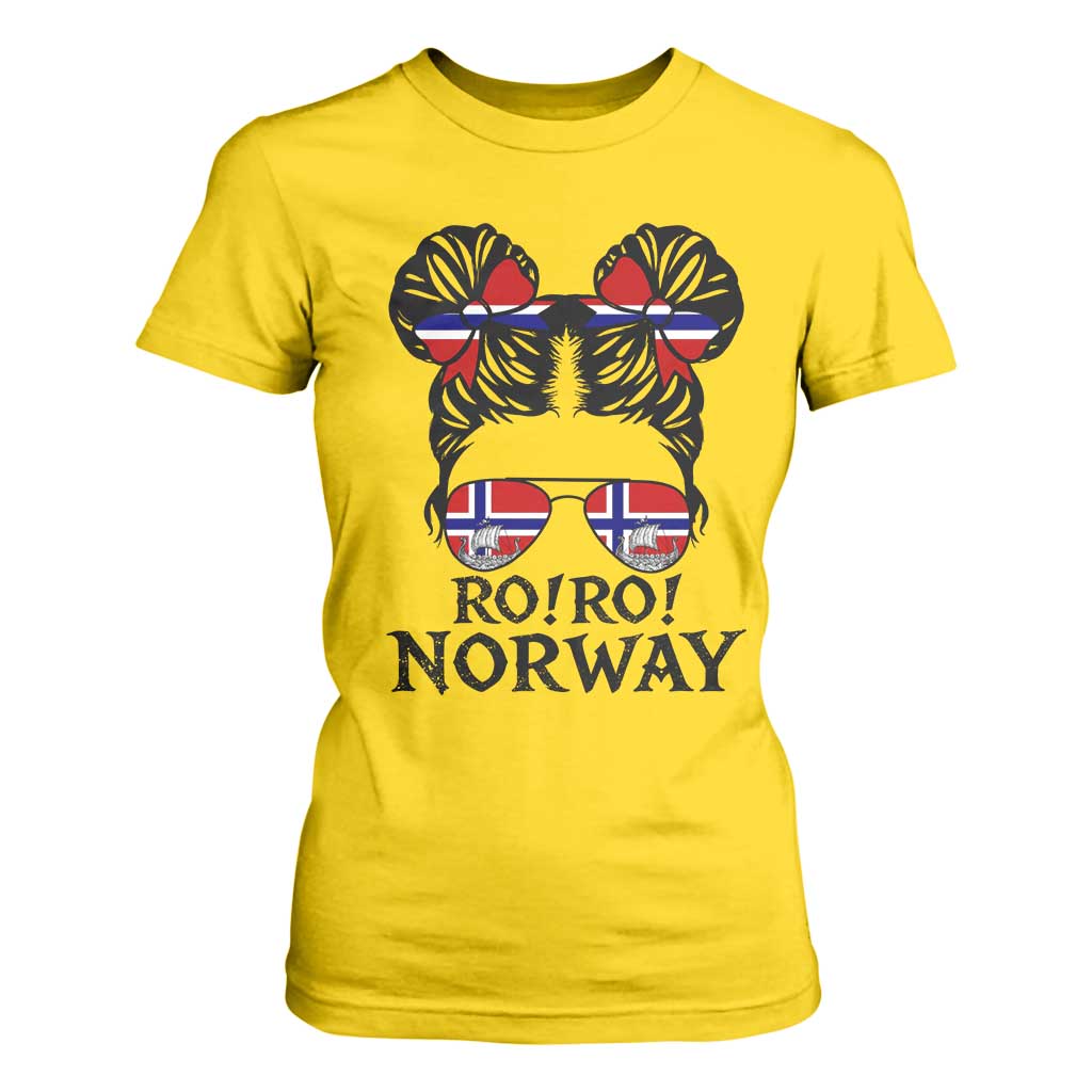 Ro Ro Norwegian Viking Ship T Shirt For Women Norway Flag Messy Bun Girl TS14 Daisy Print Your Wear