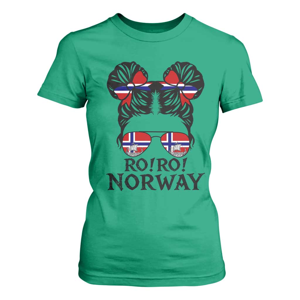 Ro Ro Norwegian Viking Ship T Shirt For Women Norway Flag Messy Bun Girl TS14 Irish Green Print Your Wear
