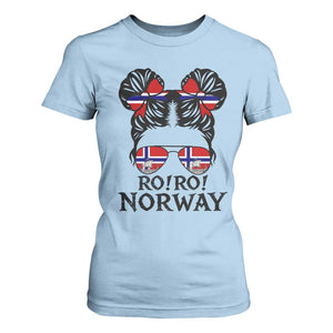 Ro Ro Norwegian Viking Ship T Shirt For Women Norway Flag Messy Bun Girl TS14 Light Blue Print Your Wear