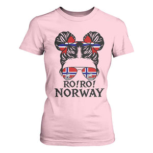 Ro Ro Norwegian Viking Ship T Shirt For Women Norway Flag Messy Bun Girl TS14 Light Pink Print Your Wear