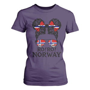 Ro Ro Norwegian Viking Ship T Shirt For Women Norway Flag Messy Bun Girl TS14 Purple Print Your Wear