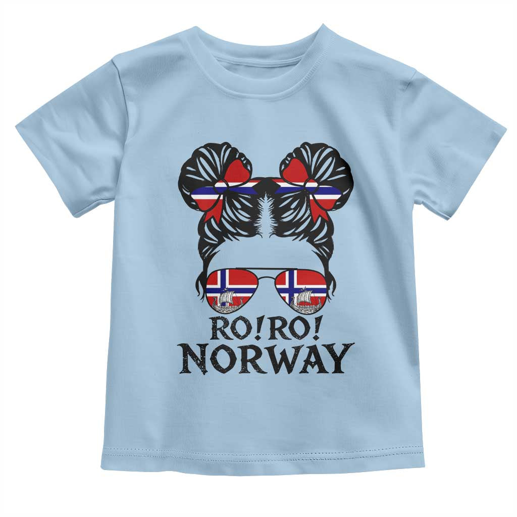 Ro Ro Norwegian Viking Ship Toddler T Shirt Norway Flag Messy Bun Girl TS14 Light Blue Print Your Wear