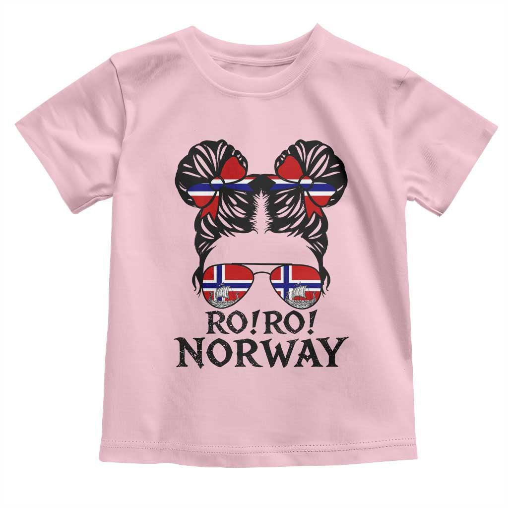 Ro Ro Norwegian Viking Ship Toddler T Shirt Norway Flag Messy Bun Girl TS14 Light Pink Print Your Wear
