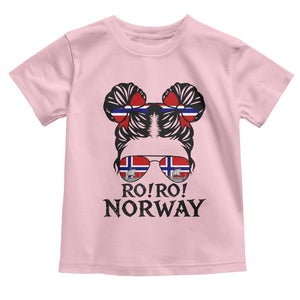 Ro Ro Norwegian Viking Ship Toddler T Shirt Norway Flag Messy Bun Girl TS14 Light Pink Print Your Wear